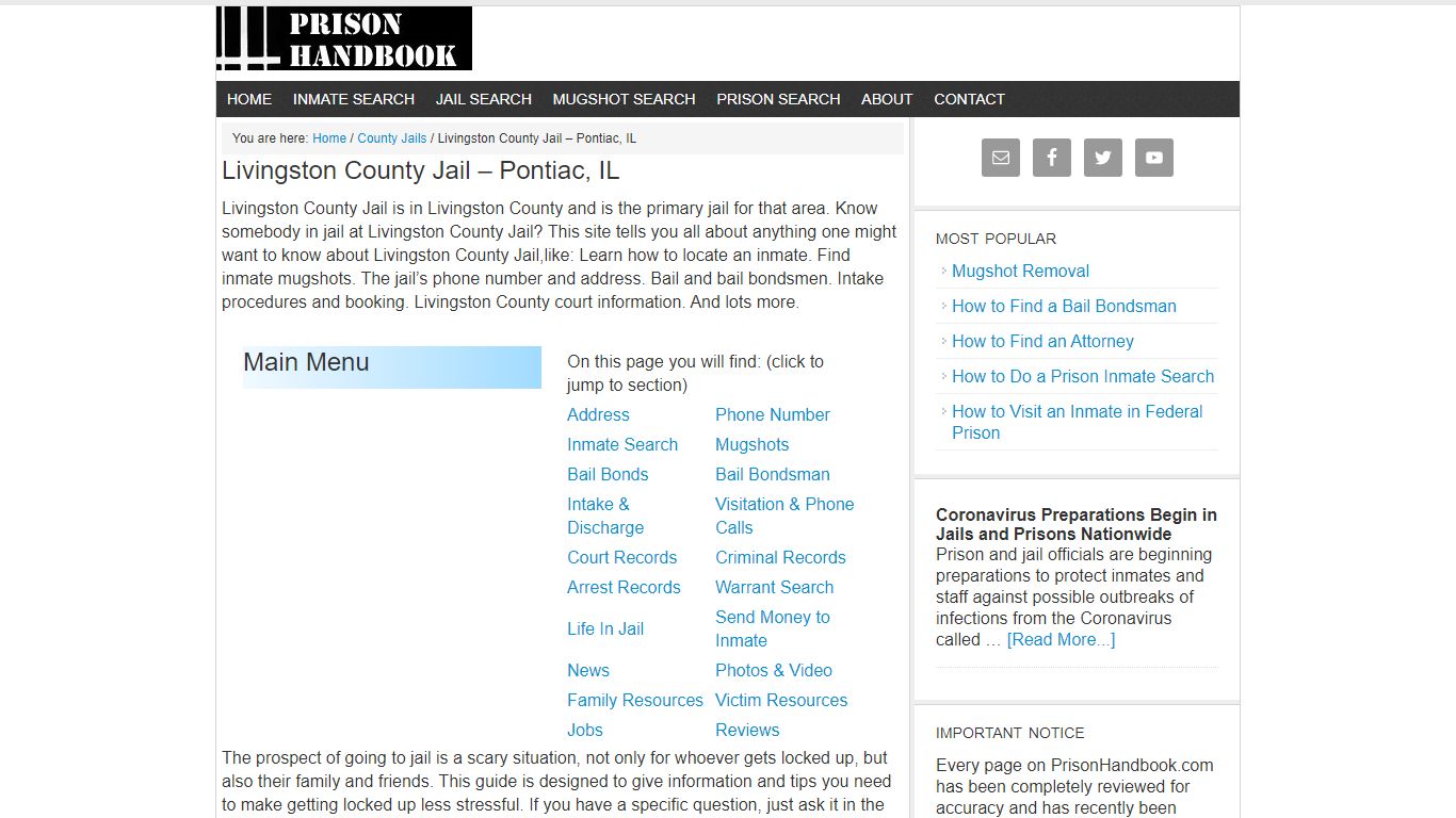 Livingston County Jail – Pontiac, IL - Prison Handbook