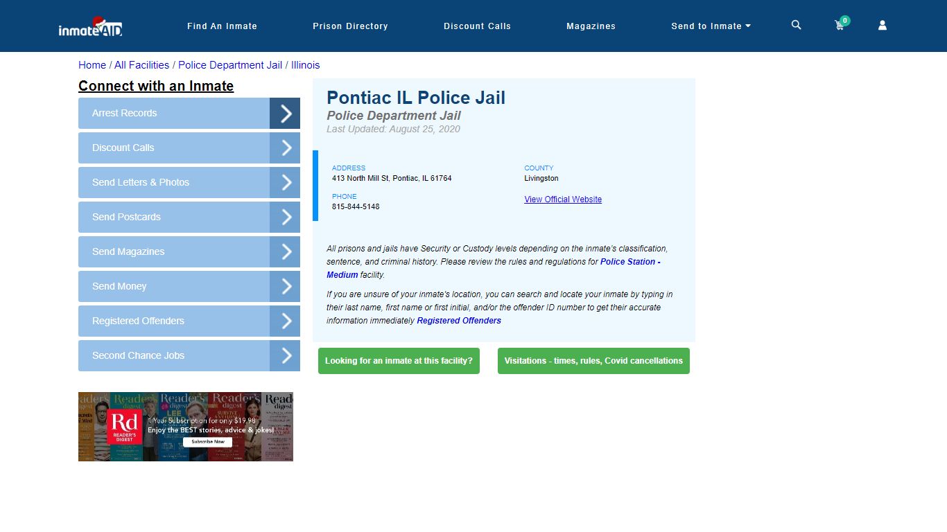 Pontiac IL Police Jail & Inmate Search - Pontiac, IL